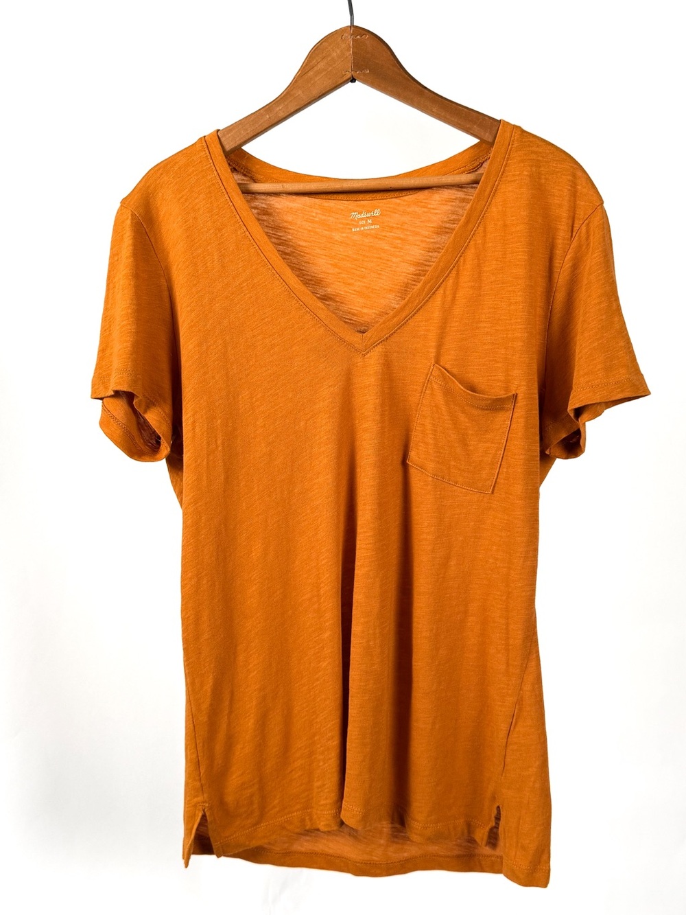 Madewell Women's V-Neck Short Sleeve Tee - Burnt Orange